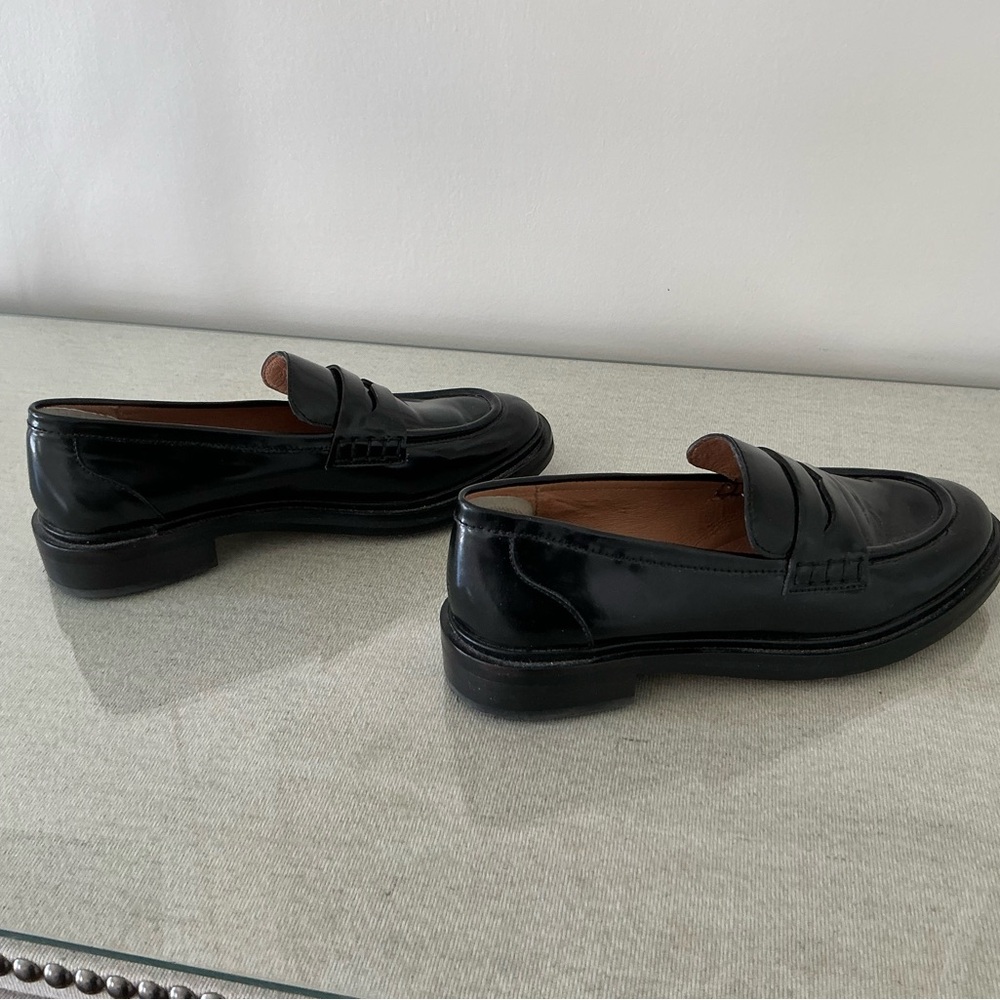 Madewell Shiny Black Leather Loafers